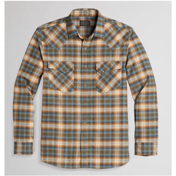 Pendleton Wyatt Western Shirt Plaid Pearl Snaps Mens Size Medium - Picture 1 of 9